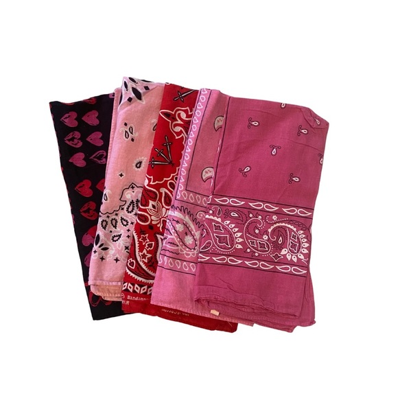 Vintage Accessories - Vintage Bundle of Reds/Pinks Bandanas (5)